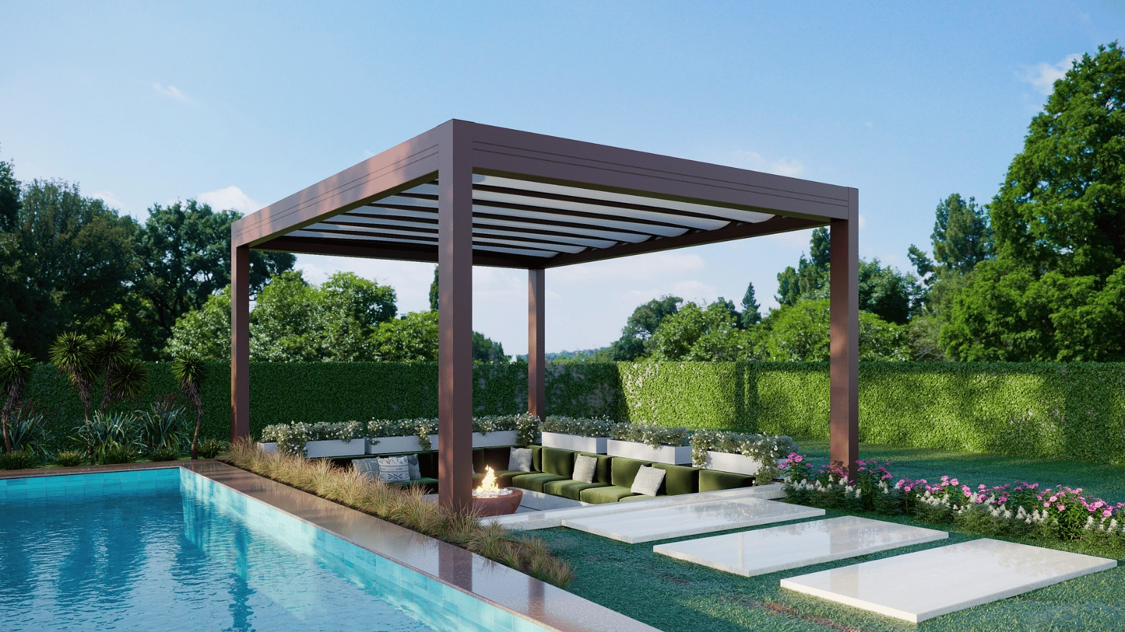 Pergola autoportante en patrio moderno