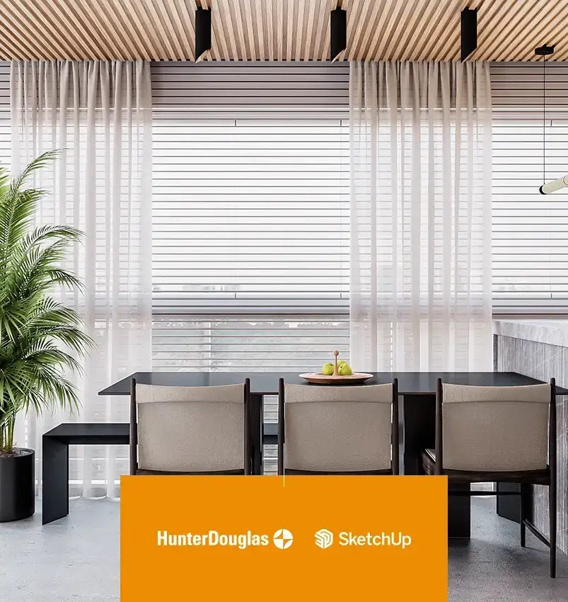 Biblioteca 3D (SKP) 3 Hunter Douglas Cortinas para modelos de sketchup